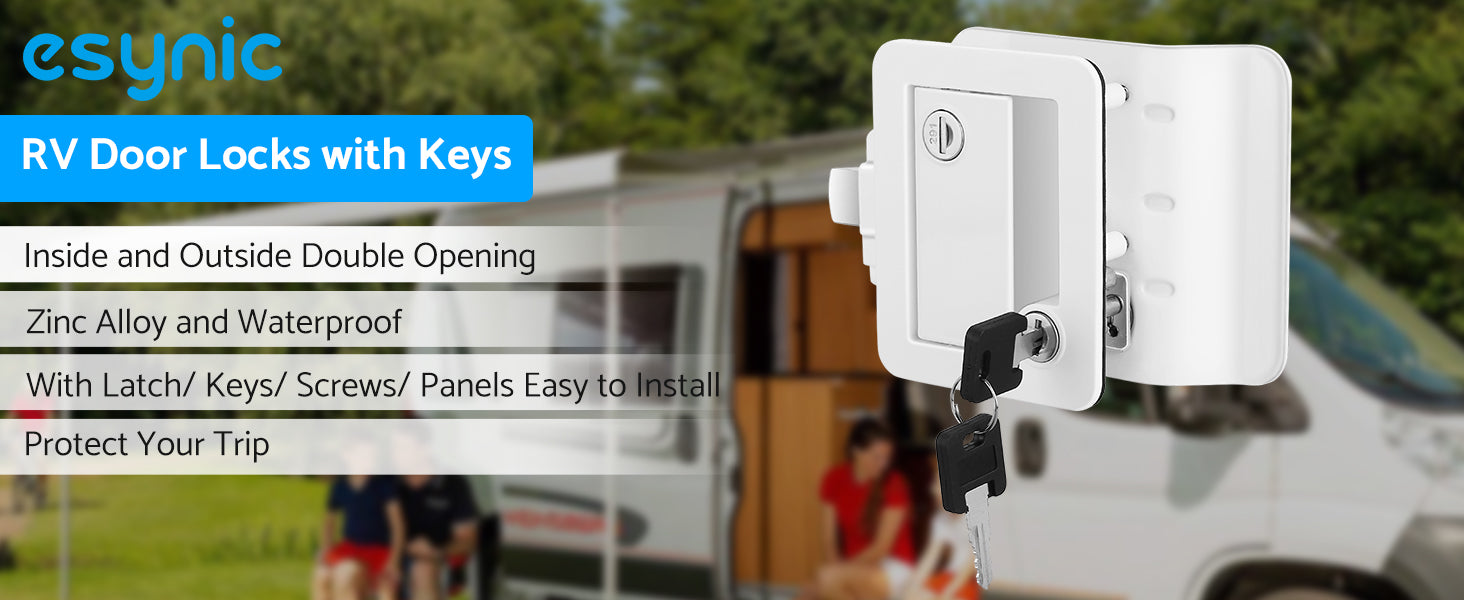 eSynic Zinc Alloy RV Door Locks - White