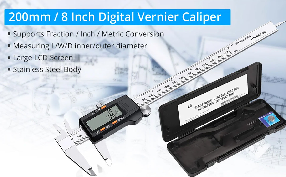 eSynic Digital Vernier Caliper 200 mm/ 8 Inch Stainless Steel