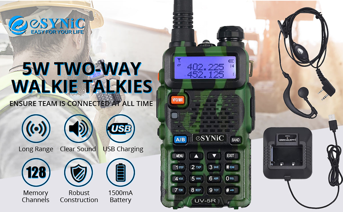 eSynic UV-5R Dual Band VHF/UHF professional walkie talkie