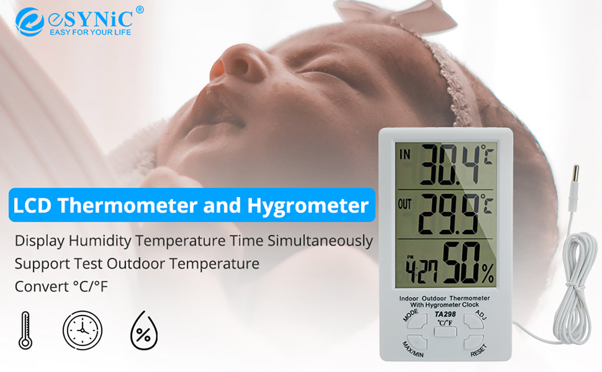 eSynic Digital LCD Display Hygrometer Thermometer