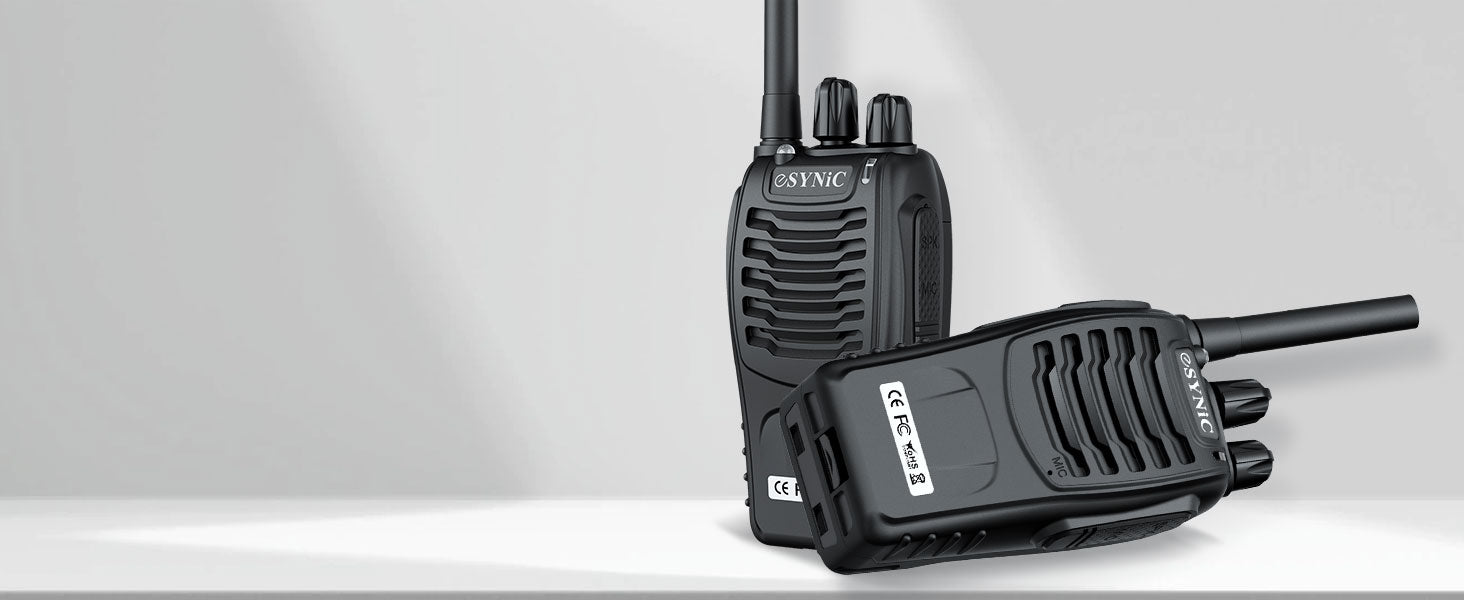 eSynic 2Pcs Professional Adult Walkie Talkies Portable 2 Way Radio Long Range Support 16 Channel VOX