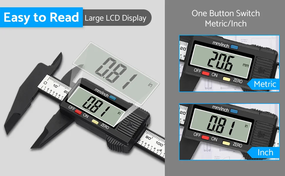eSynic Digital Vernier Caliper 6Inch/150mm with 32 Blade Feeler Gauge