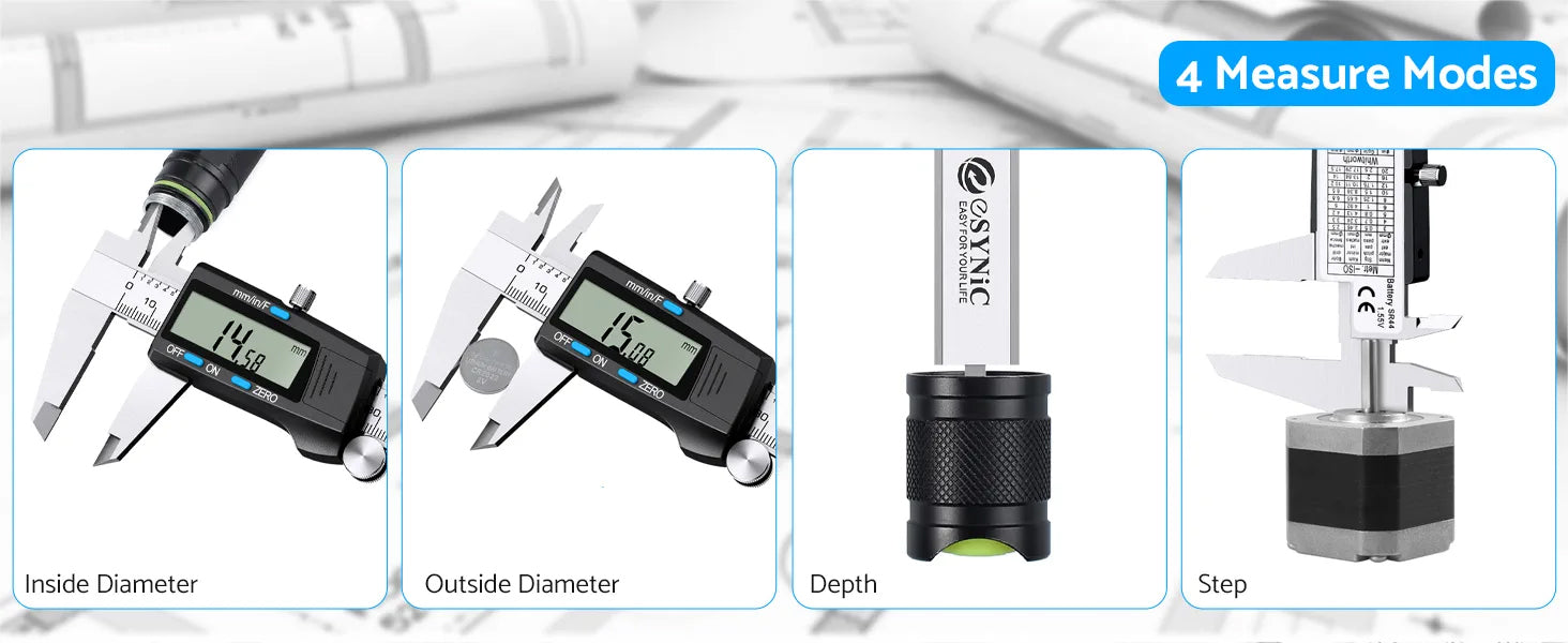 eSynic Digital Vernier Caliper with 32 Blade Feeler Gauge 150mm/6Inch