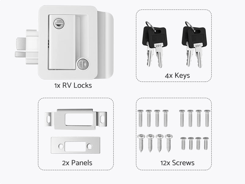 eSynic Zinc Alloy RV Door Locks - White