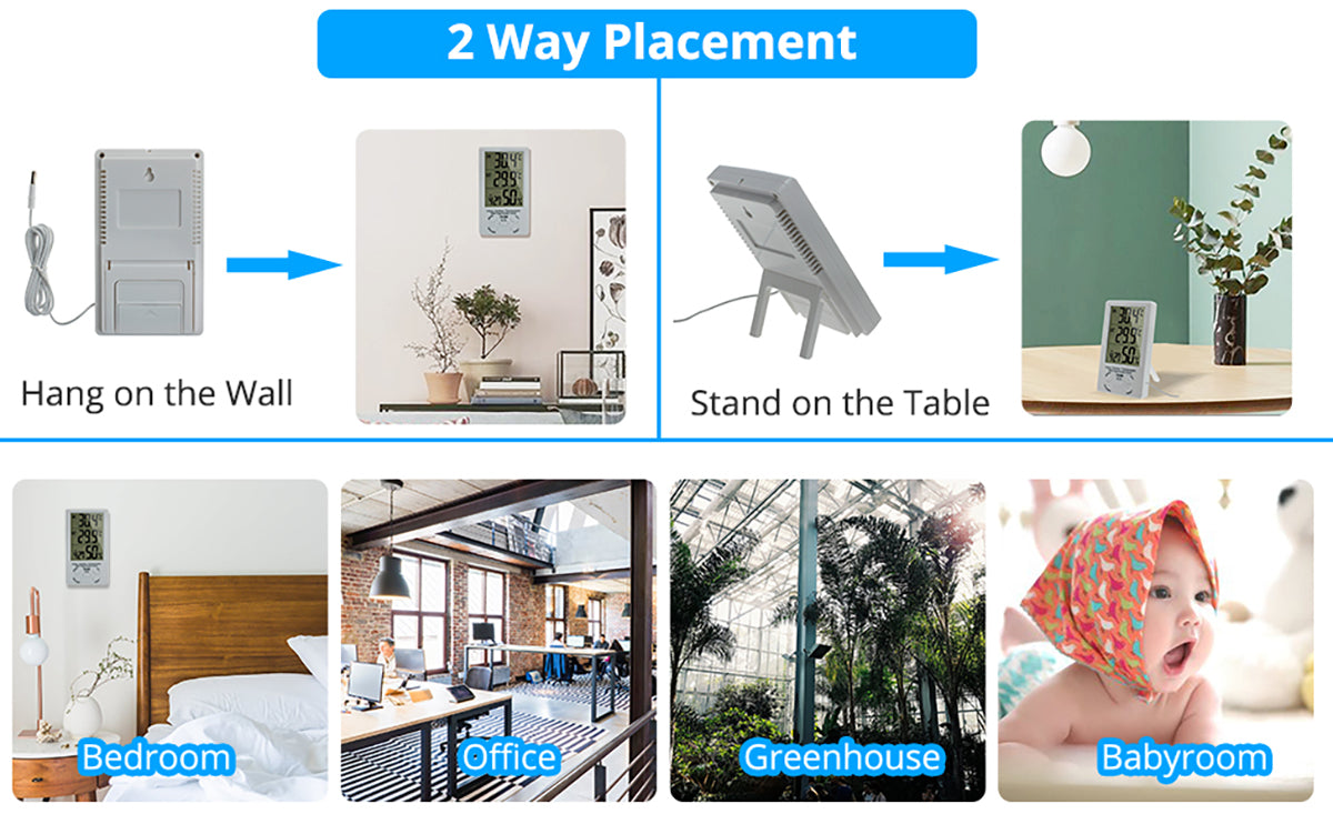 eSynic Digital LCD Display Hygrometer Thermometer