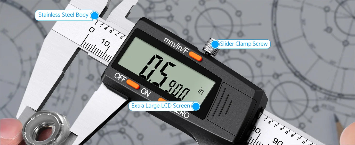 eSynic Digital Vernier Caliper with 32 Blade Feeler Gauge 150mm/6Inch