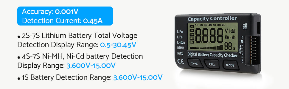 eSynic Digital Battery Capacity Tester Indicator LCD Battery Capacity Voltage