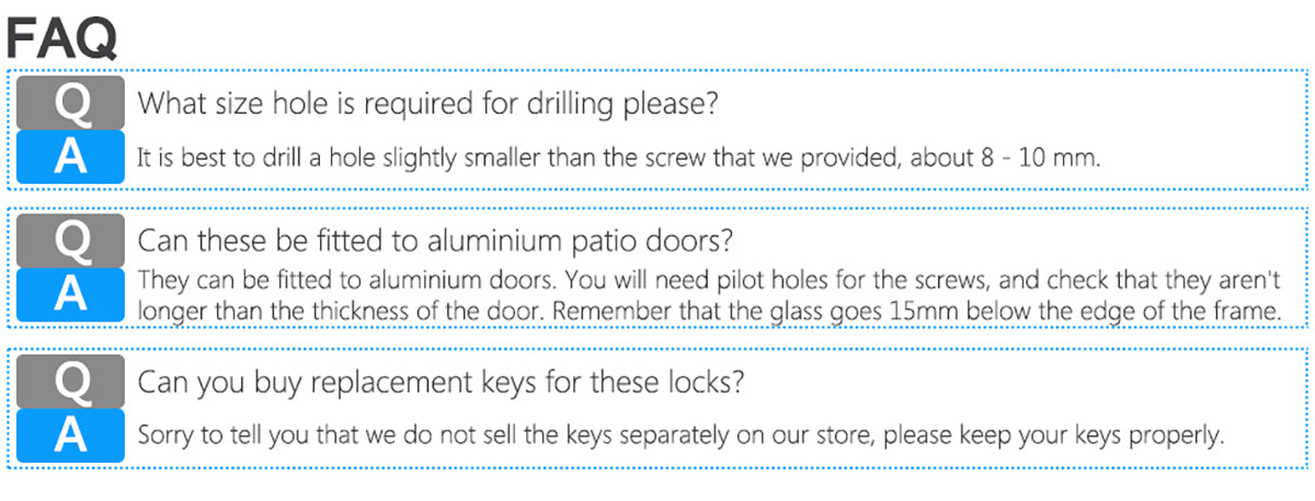 eSynic 2Pcs Sliding Patio Lock - Black