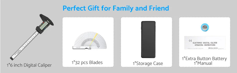 eSynic Digital Vernier Caliper 6Inch/150mm with 32 Blade Feeler Gauge