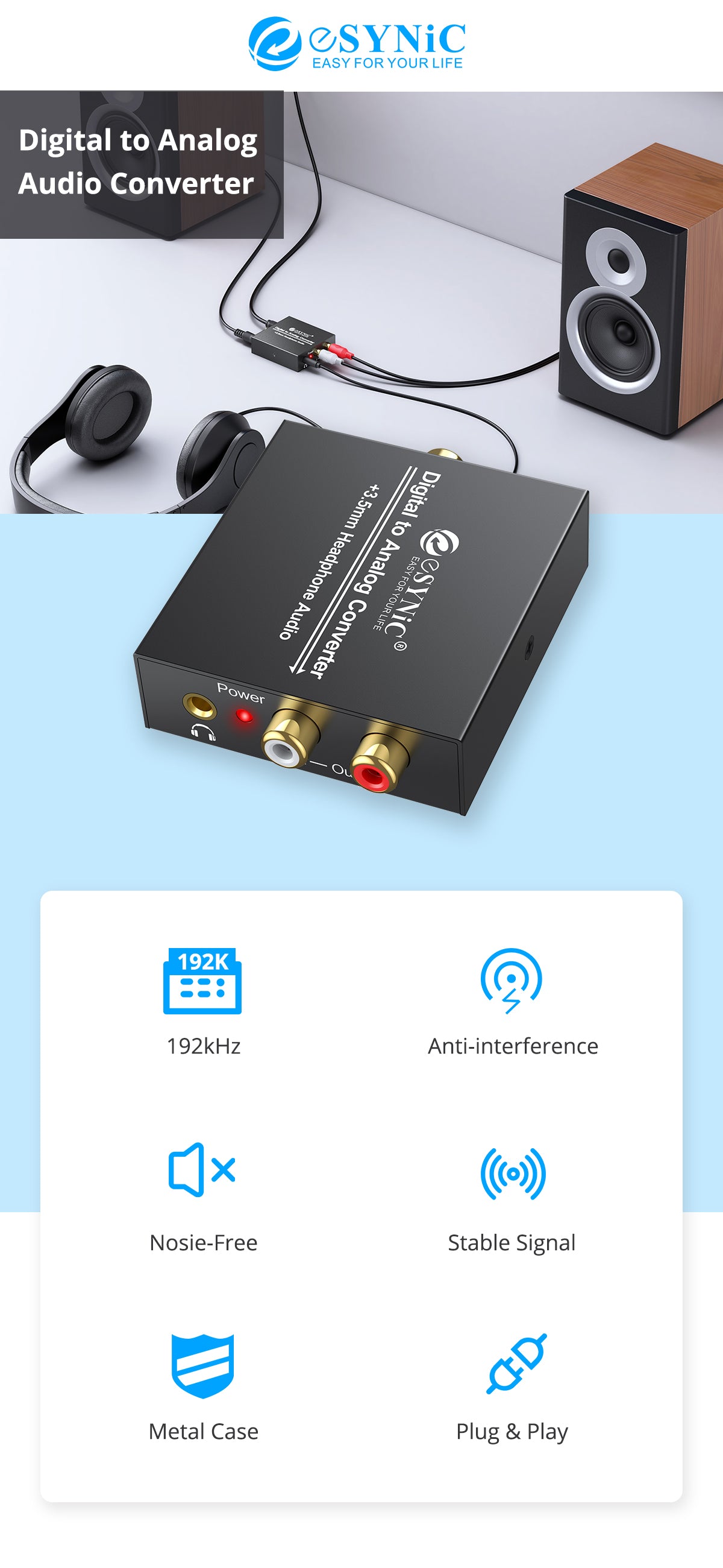 eSynic Professional Digital to Analog Audio Converter