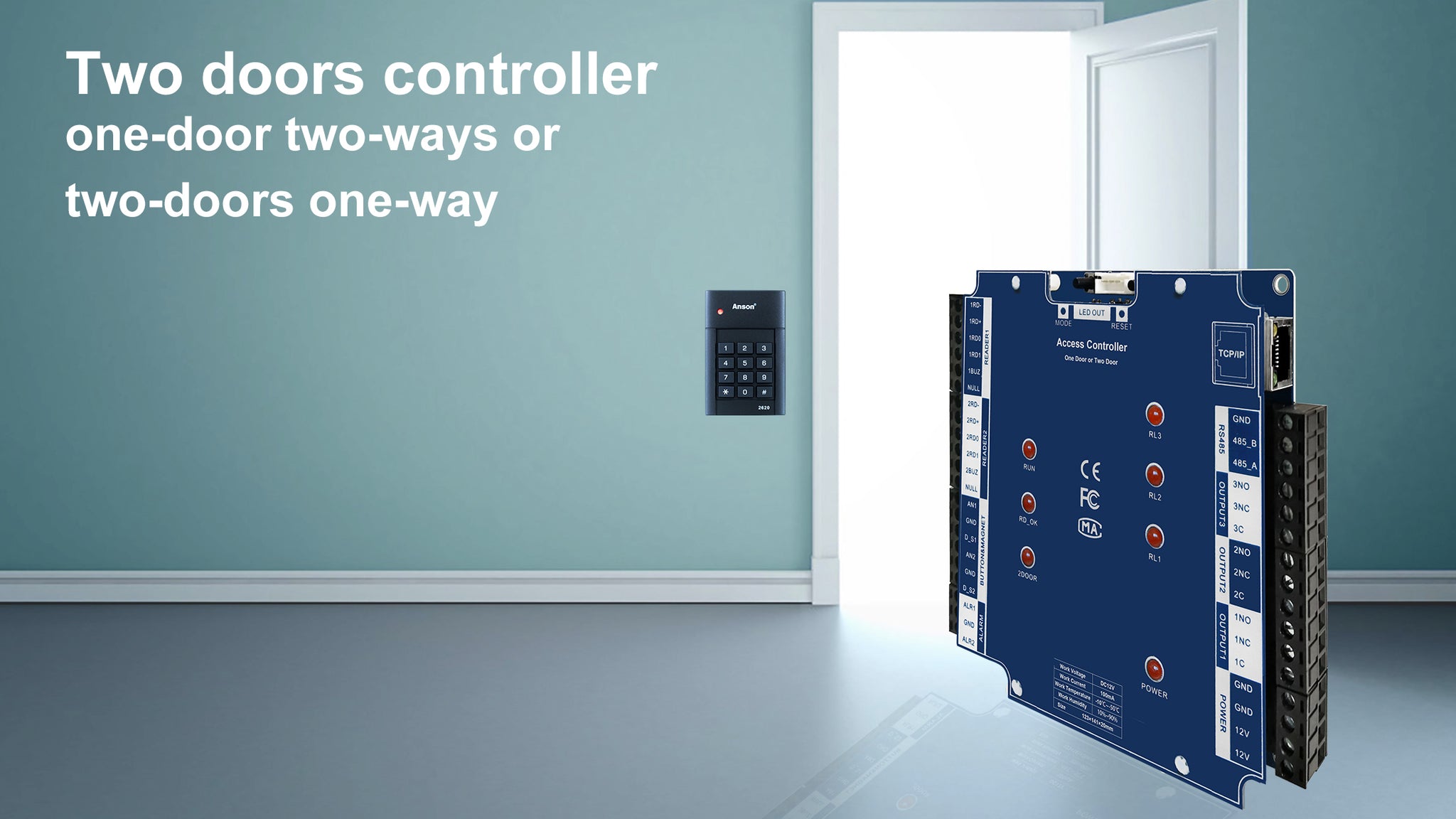 Two doors controller, one-door two-ways or two-doors one-way.