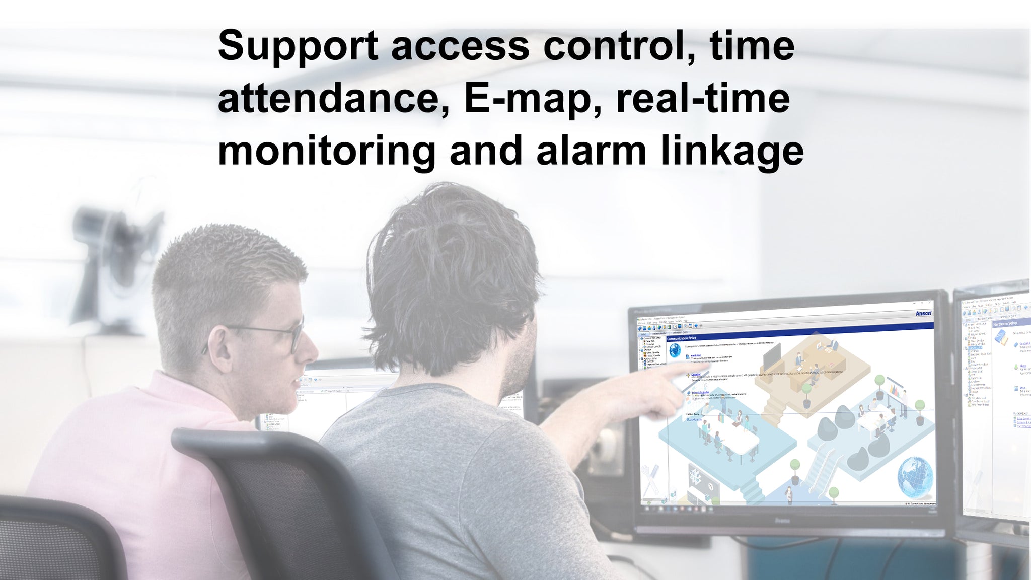 Standard Wiegand interface, support all access recognition devices, such as Face, fingerprint, RF and keypad devices.