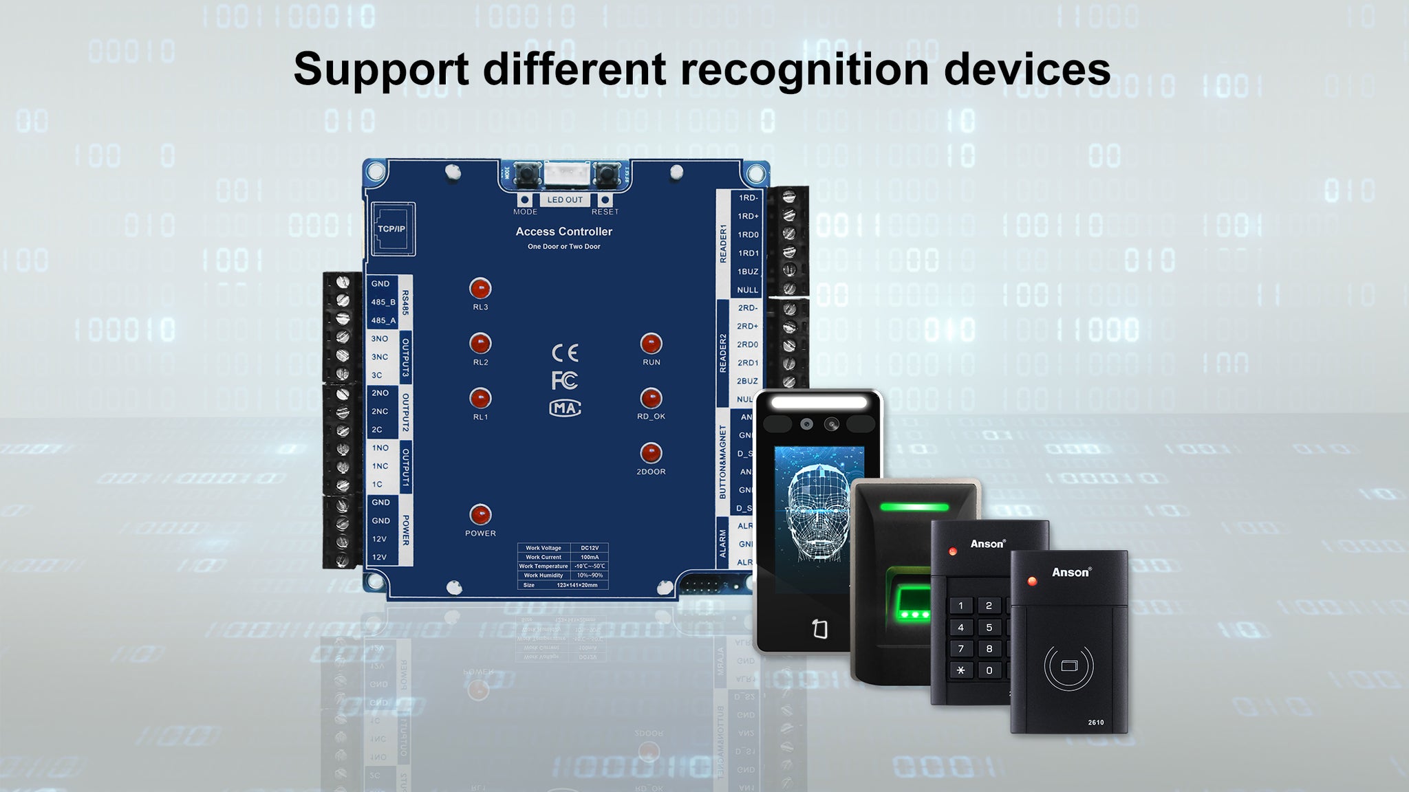 Support access control, time attendance, E-map, real-time monitoring and alarm linkage.