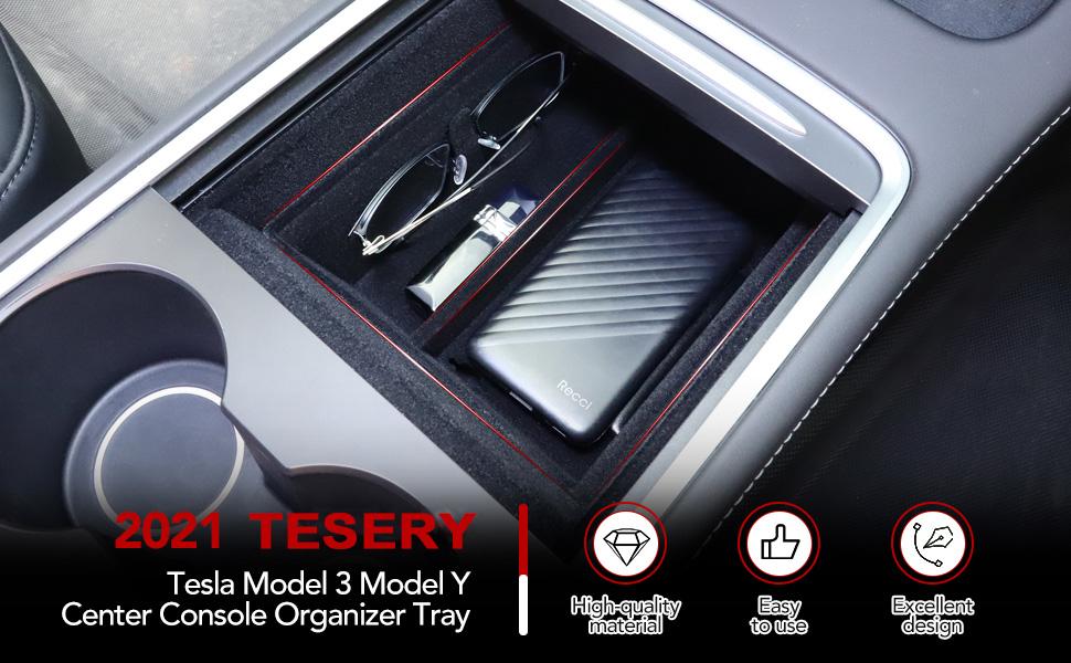 Center Console Organizer Tray with Sunglass Holder for 2021 Tesla Model Y Model 3