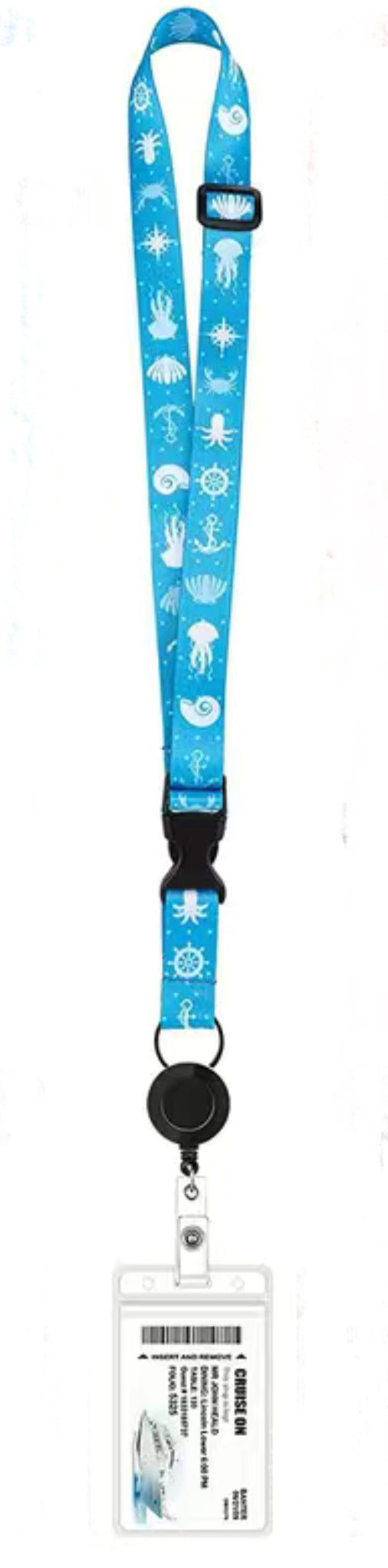 Cruise Ship Keycard Retractable Lanyard - Nautical Prints