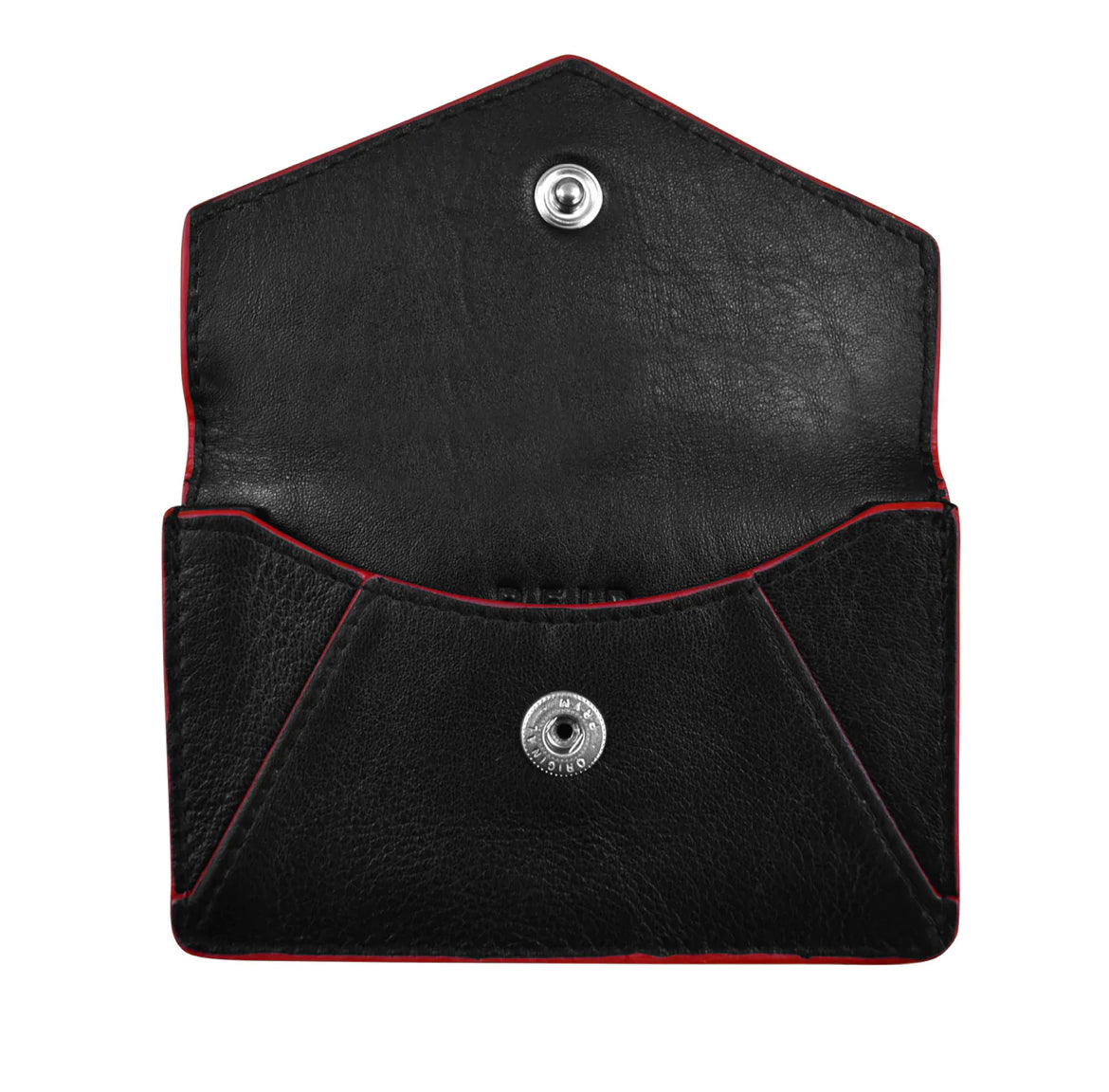 ili New York RFID Card Case Leather Wallet (Black/Red)