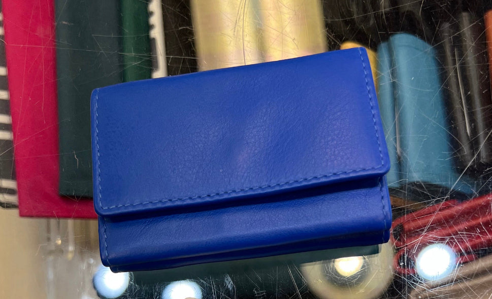 ili New York RFID Mini Trifold Leather Wallet (Cobalt)