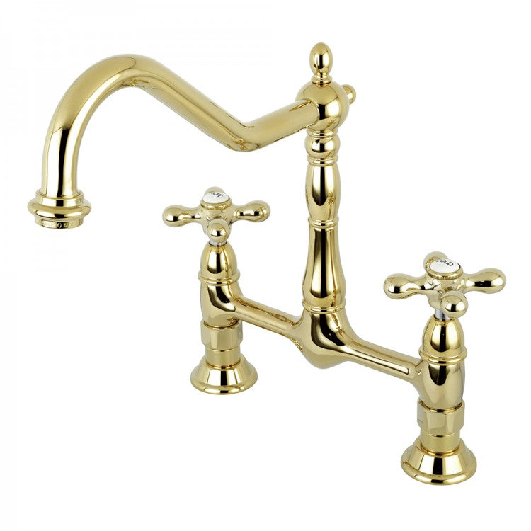 Kingston Brass KS1172AX Ks1172ax Heritage Kitchen Bridge Faucet, Polished Brass - Polished Brass