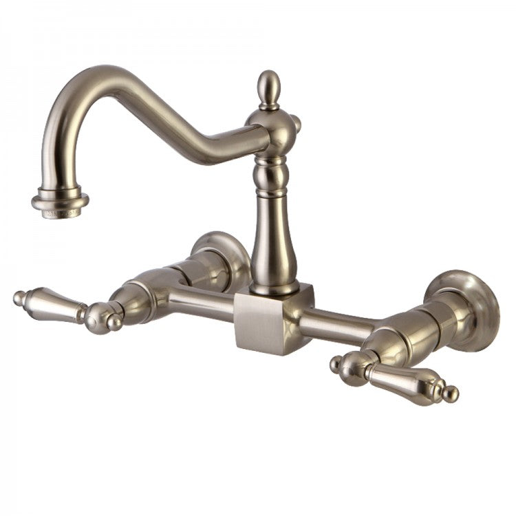 Kingston Brass KS1248AL Ks1248al 8-inch Centerset Wall Mount Kitchen Faucet, Satin Nickel - Satin Nickel