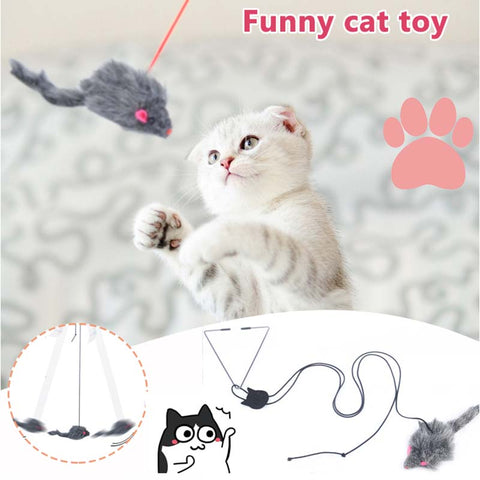 Cat Toy Retractable Hanging Door Type Funny Stick Cat Scratching Rope Mouse Cat Toy Funny Cat Stick Pet Supplies Dropshipping
