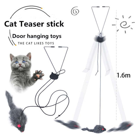 Cat Toy Retractable Hanging Door Type Funny Stick Cat Scratching Rope Mouse Cat Toy Funny Cat Stick Pet Supplies Dropshipping