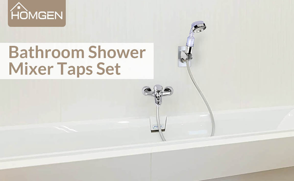 HOMGEN Modern Chrome Bathroom Shower Mixer Taps Set