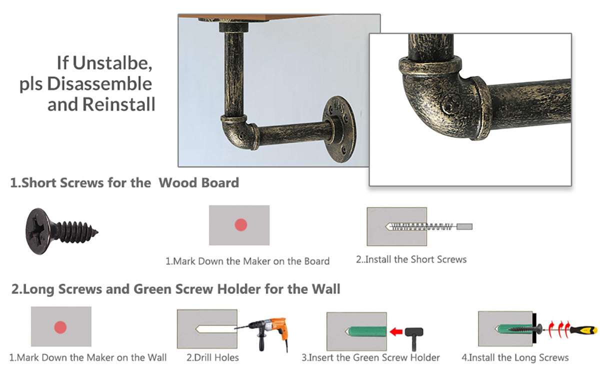 HOMGEN 2PcsTube Rack Pipe Shelf Brackets (13cm*13cm)