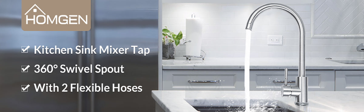 HOMGEN Professional Stainless Steel Kitchen Sink Tap 360°