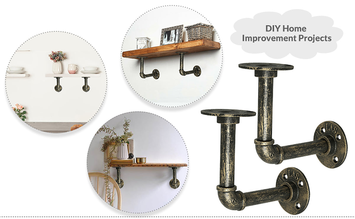 HOMGEN 2PcsTube Rack Pipe Shelf Brackets (13cm*13cm)