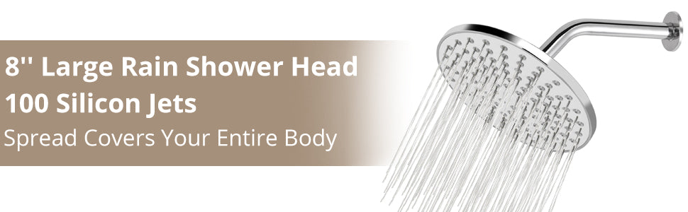HOMGEN Popular 8 Inch Rain Showerhead 304 Stainless Steel Rain Shower Head Set