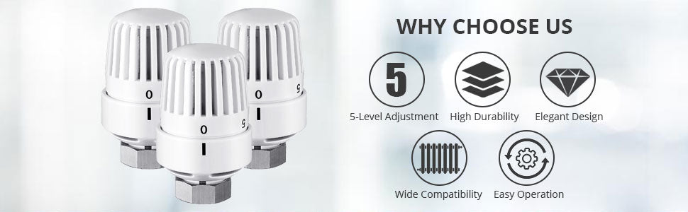 HOMGEN Popular 3Pcs TRV Thermostatic Heads Radiator