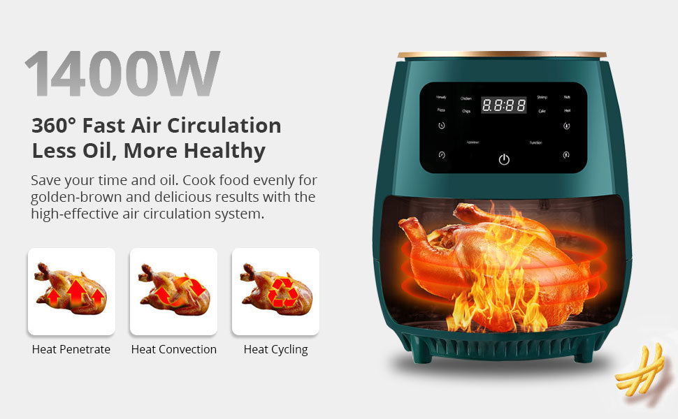 HOMGEN Professional XL 4.5L Oil Free Air Fryers 1400W