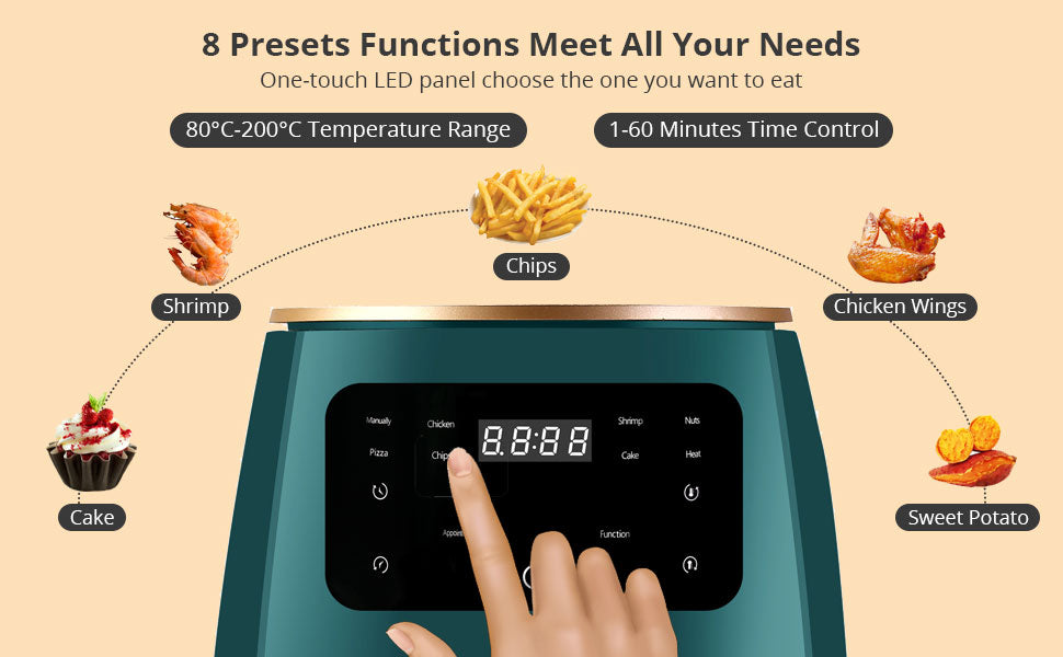 HOMGEN Professional XL 4.5L Oil Free Air Fryers 1400W