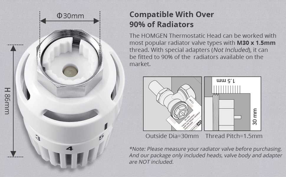 HOMGEN Popular 3Pcs TRV Thermostatic Heads Radiator