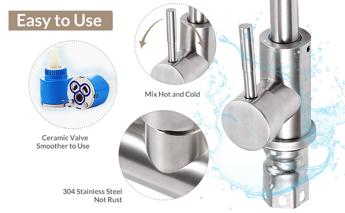 HOMGEN Professional Stainless Steel Kitchen Sink Tap 360°