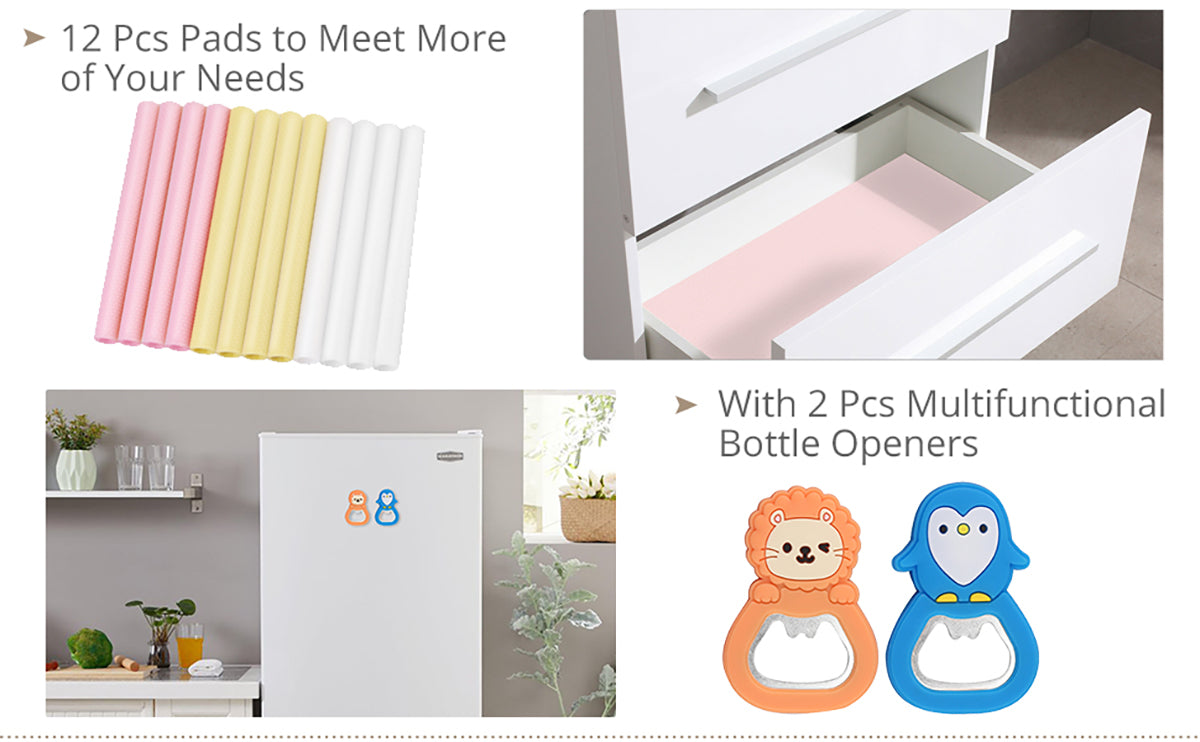 HOMGEN Popular 12Pcs Refrigerator Mats Fashion Refrigerator (3Colours,45x29cm)