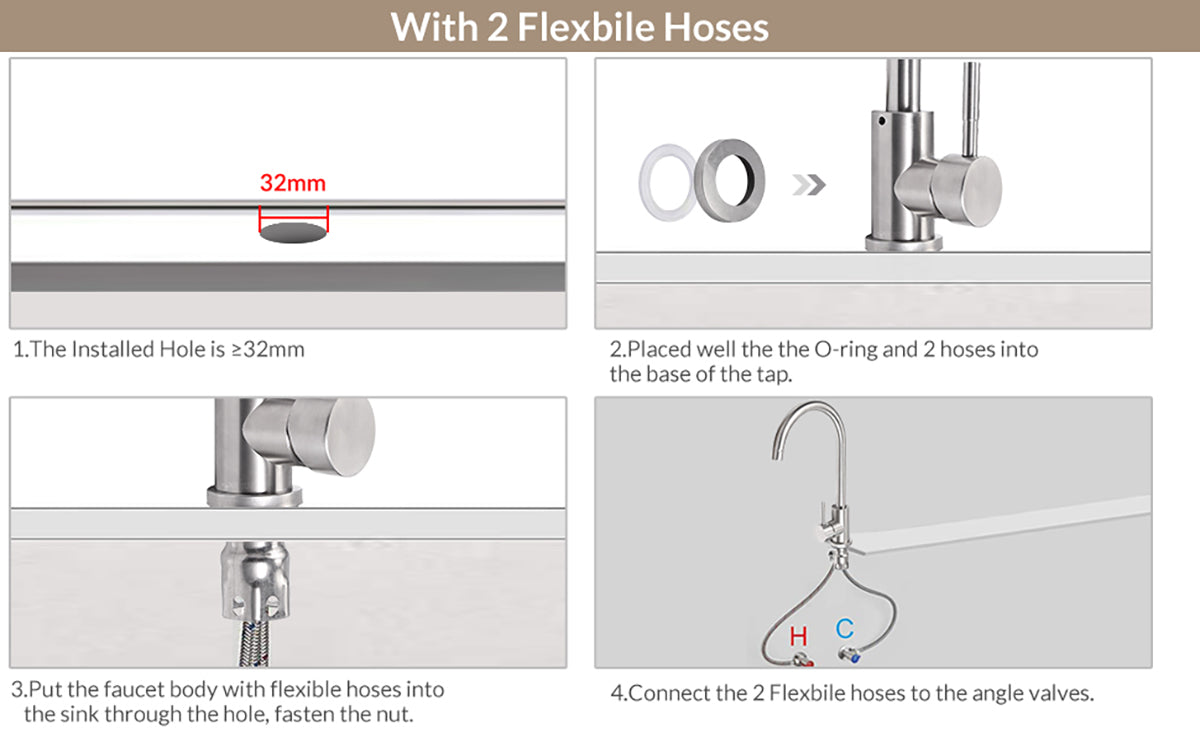 HOMGEN Professional Stainless Steel Kitchen Sink Tap 360°