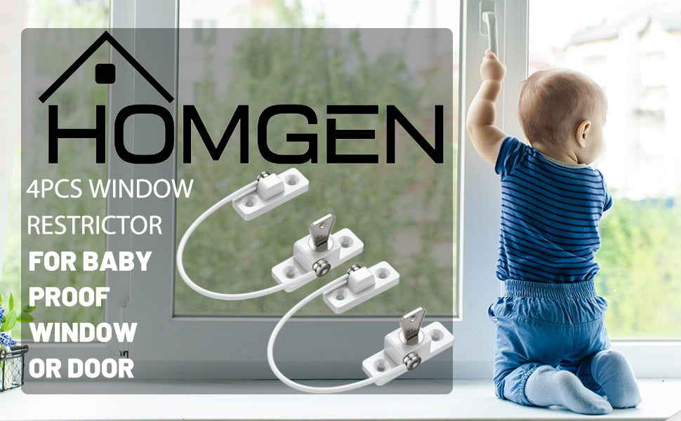 HOMGEN Professional 4pcs Window Restrictor Locks Baby Security