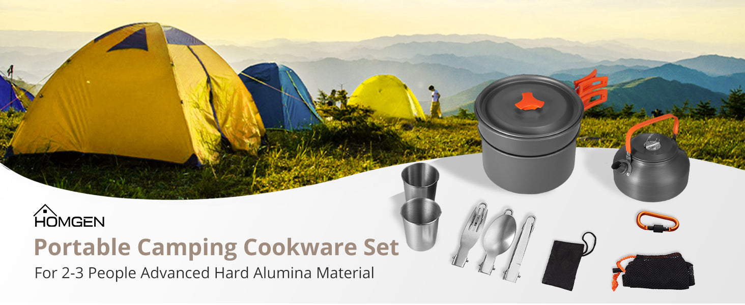 HOMGEN Popular Camping Cook Set Family Aluminium Cooking Mess Kit