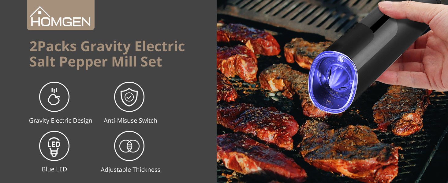 HOMGEN Popular Battery Electric Salt and Pepper Grinder Set – Homgen