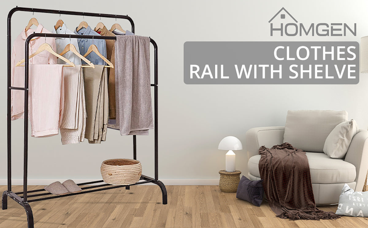 HOMGEN Popular Cloth Rail Storage Heavy Duty Metal Clothes Rail
