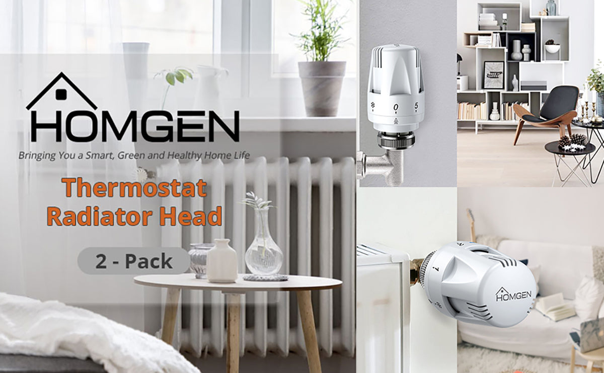 Homgen Professional 2Pcs TRV Thermostat Head Radiators