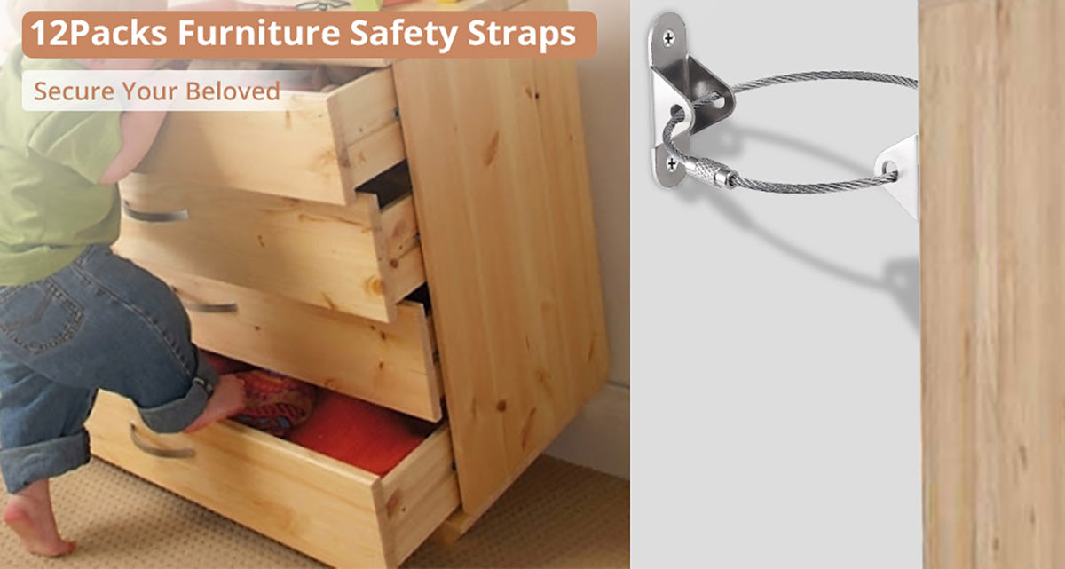 Homgen 12 Pcs Steel Baby Safety Furniture Safety Strap