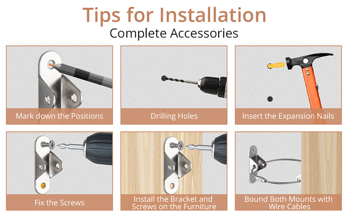 Homgen 12 Pcs Steel Baby Safety Furniture Safety Strap