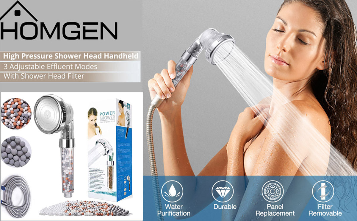 HOMGEN Ionic Filtered High Pressure Universal Shower Head