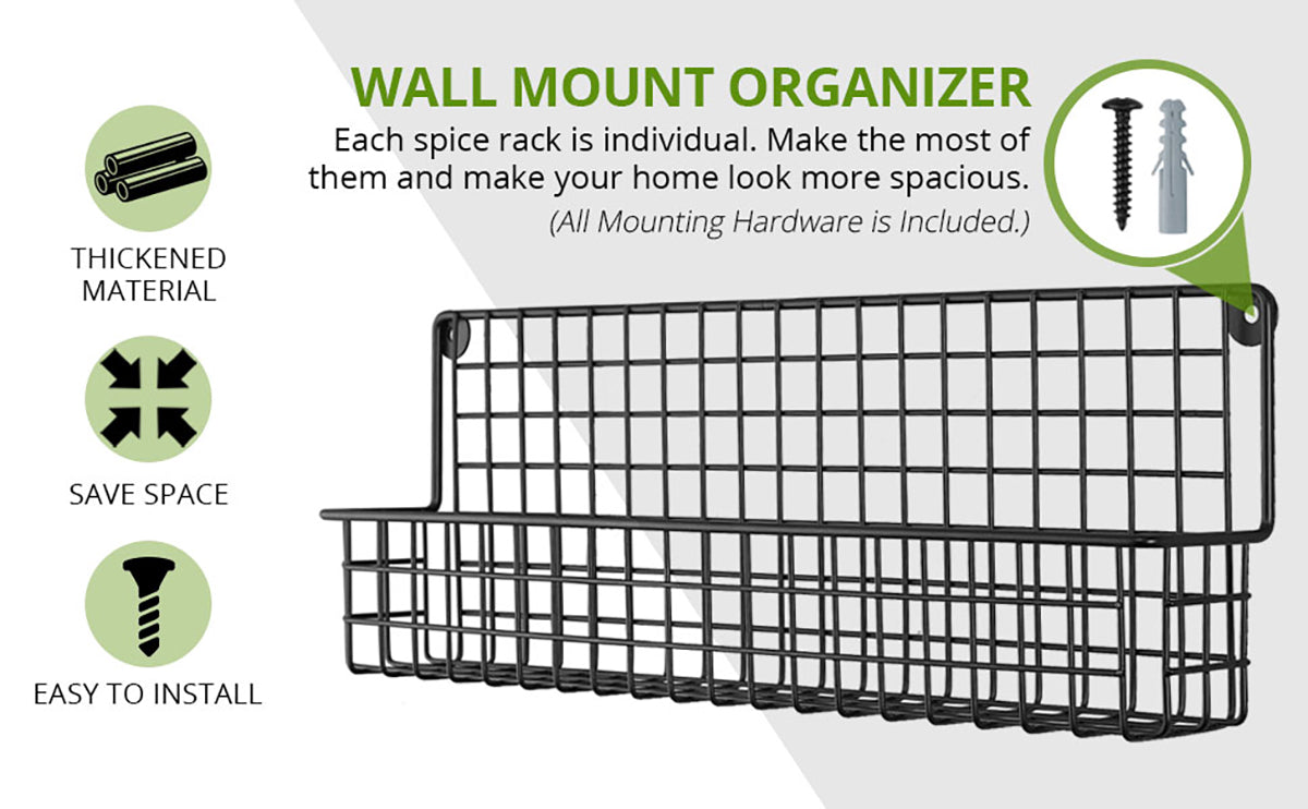 HOMGEN Popular 4Pcs Metal Spice Shelve 4-Tier Stackable Rack Organizer