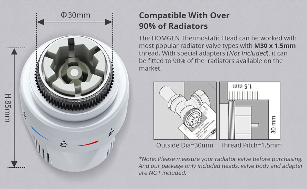HOMGEN Professional 3Pcs TRV Thermostatic Head Radiator Valve