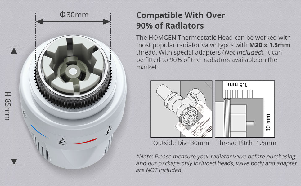 HOMGEN Professional 4Pcs TRV Термостатична головка радіатора