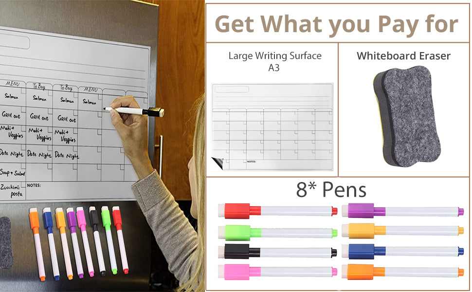 HOMGEN A3 Kitchen Fridge Magnetic Whiteboard