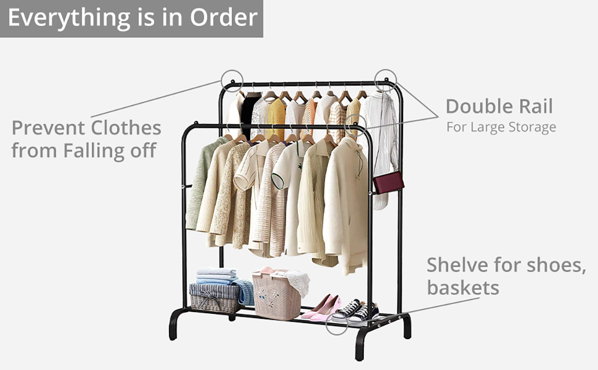HOMGEN Popular Cloth Rail Storage Heavy Duty Metal Clothes Rail
